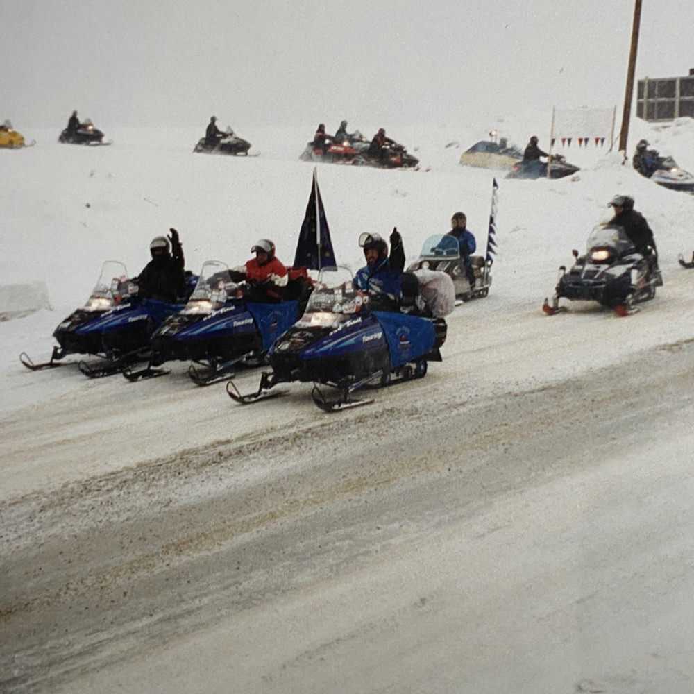 A group of snow mobiles